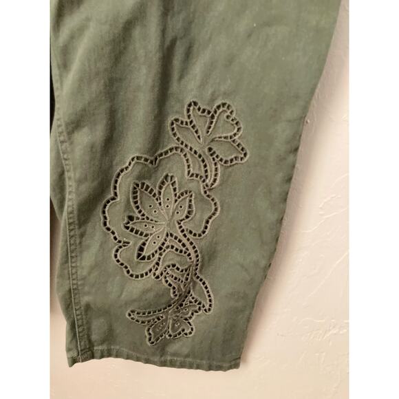 Future Collective w/ Jenny K Lopez Pants Cropped Drawstring Ankle Army Green 16 - Picture 4 of 8
